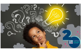 An image of a boy thinking with illustrations depicting question marks and a lightbulb above the boys head. 